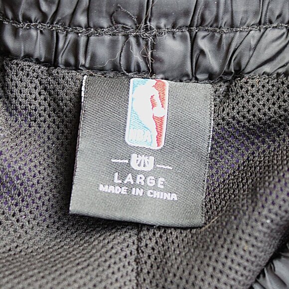 LA Lakers NBA Men's Large Wind Pants Black Elastic Tie Waist Warm Up Retro - Picture 8 of 9